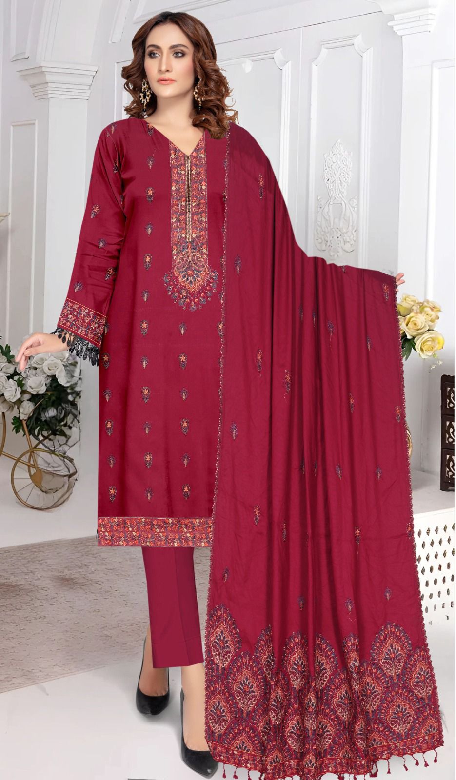 Bareeze Heavy Dhanak Collection With Heavy Embroidered Dhanak Shawl 1346